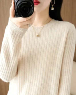 2025 femmes chandails automne hiver à manches longues pulls col rond rayure chaud pull mode coréenne chemises à bascule pull ample